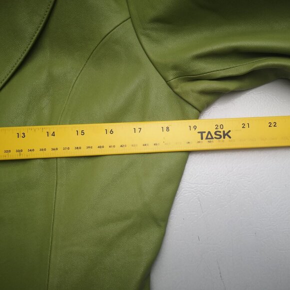 Catherine Stewart Ladies Size Medium Lime Green Leather Jacket / Blazer - Picture 9 of 11